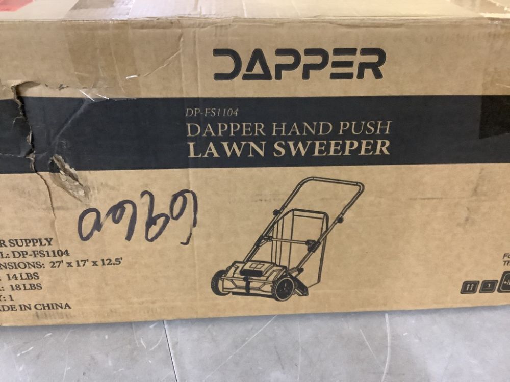 DAPPER SUPPLY Walk-Behind Outdoor Hand Push lawn Sweeper 3.5 cu. ft. Hopper Bag and 21 in. Sweeping Width in Gray - Image 3 - Lot 306JF