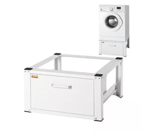 VEVOR 26.97 in. W Universal Laundry Pedestal Washing Machine Base White with Storage Shelf for Washer and Dryer - Lot 414JF