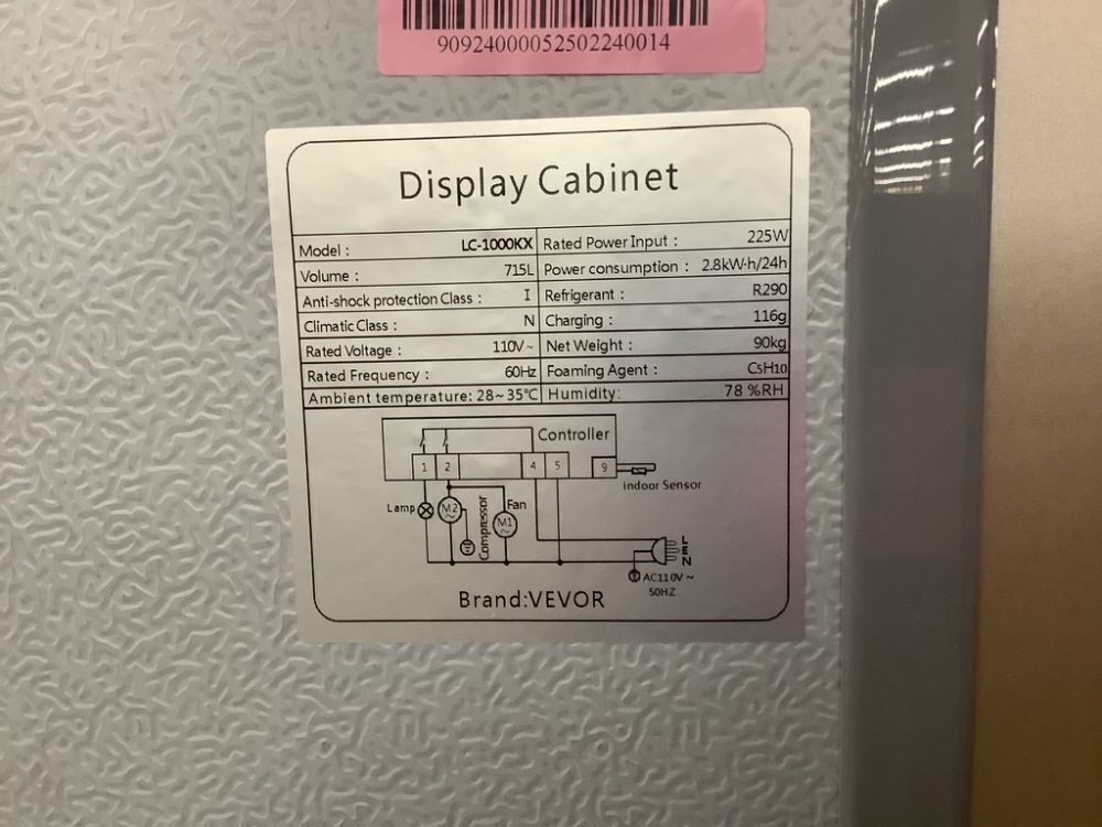 VEVOR 23 cu. ft. Commercial Refrigerator Upright Beverage Cooler with Glass Door and LED Light - Bent Front Caster - Image 10 - Lot 5JF