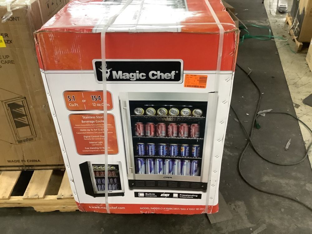 Magic Chef Beverage 23.4 in. 154 (12 oz.) Can Beverage Cooler, Stainless Steel - Image 2 - Lot 23JF