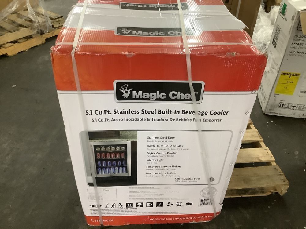 Magic Chef Beverage 23.4 in. 154 (12 oz.) Can Beverage Cooler, Stainless Steel - Image 4 - Lot 23JF