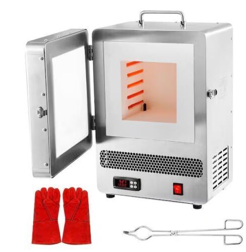 Electric Kiln, 1500W Melting Furnace, Max Temp 2192℉, Stainless Steel for Wax Casting, Metal Clay DIY, Pottery - Lot 28JF