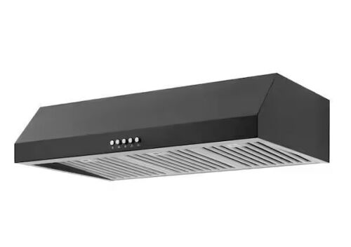 Vissani Sarela 30 in. W x 7 in. H 500CFM Convertible Under Cabinet Range Hood in Black with LED Lights and Filter - Lot 405JF