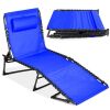 Portable Patio Chaise Lounge Chair Outdoor Recliner w/ Pillow - Thumbnail 1