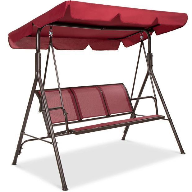 2-Seater Outdoor Canopy Swing Glider Bench w/ Textilene Fabric, Steel Frame - Image 1 - Lot 424