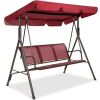 2-Seater Outdoor Canopy Swing Glider Bench w/ Textilene Fabric, Steel Frame - Thumbnail 1