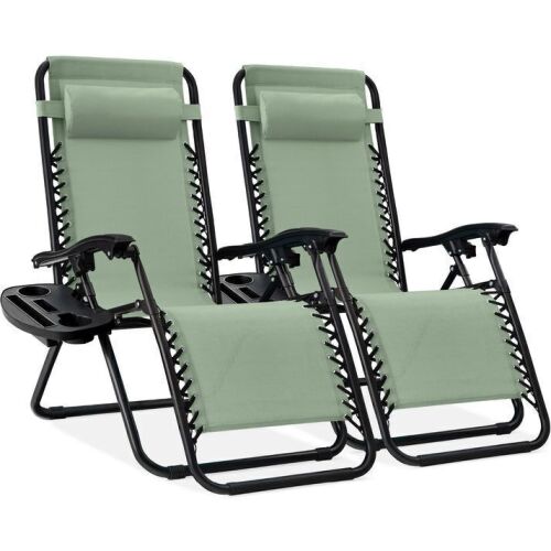 Set of 2 Adjustable Zero Gravity Patio Chair Recliners w/ Cup Holders - Lot 428