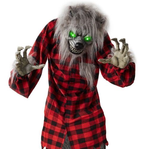 Howling Hudson Standing Animatronic Werewolf w/ Sounds, LED Eyes, 5ft - Water Damaged Box - Lot 550A