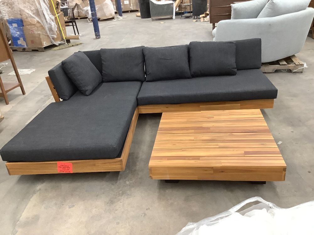 Lubek 82.5" Outdoor Low Right Sectional Set - Slate Gray - Image 1 - Lot 20