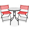 3-Piece Bistro Set w/ Glass Table, 2 Foldable Chairs - Thumbnail 1