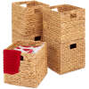 Set of 5 Collapsible Hyacinth Storage Baskets w/ Inserts - 13x13in - Thumbnail 1