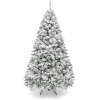 Snow Flocked Artificial Pine Christmas Tree w/ Foldable Metal Base - Thumbnail 1