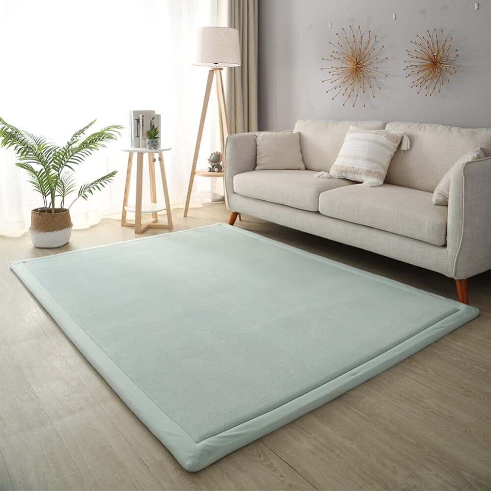 Loartee Coral Velvet Crawling Rugs (4'11"x6'7", Light Green) for Toddler Children Play Area Rugs Yoga Mat Exercise Pads Carpet - Image 1 - Lot 7117