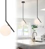 Matte Black Pendant Light Kitchen Island 5.9" Globe Milk Glass Shade Mid Century Modern Pendant Lighting Fixture for Hallway Entryway Closet Bathroom Bedroom Laundry Room Bars Easy Install - Thumbnail 1