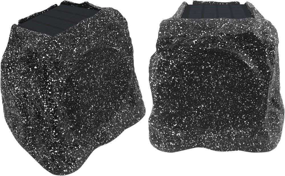 Herdio 4" Rock Bluetooth Speakers Outdoor Waterproof IPX7 Wireless Solar Max 160 Watt, TWS Connection Powered with Rechargeable Battery for Garden Patio Deck Pool Backyard（Black，1Pair） - Image 1 - Lot 7127