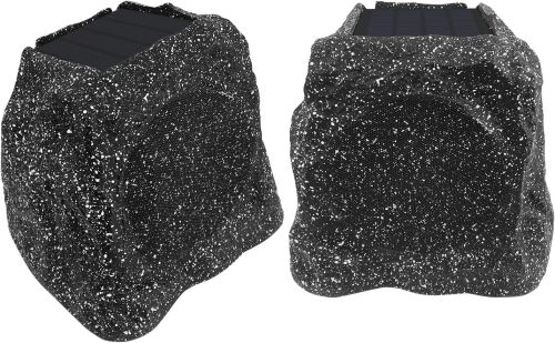 Herdio 4" Rock Bluetooth Speakers Outdoor Waterproof IPX7 Wireless Solar Max 160 Watt, TWS Connection Powered with Rechargeable Battery for Garden Patio Deck Pool Backyard（Black，1Pair） - Lot 7127
