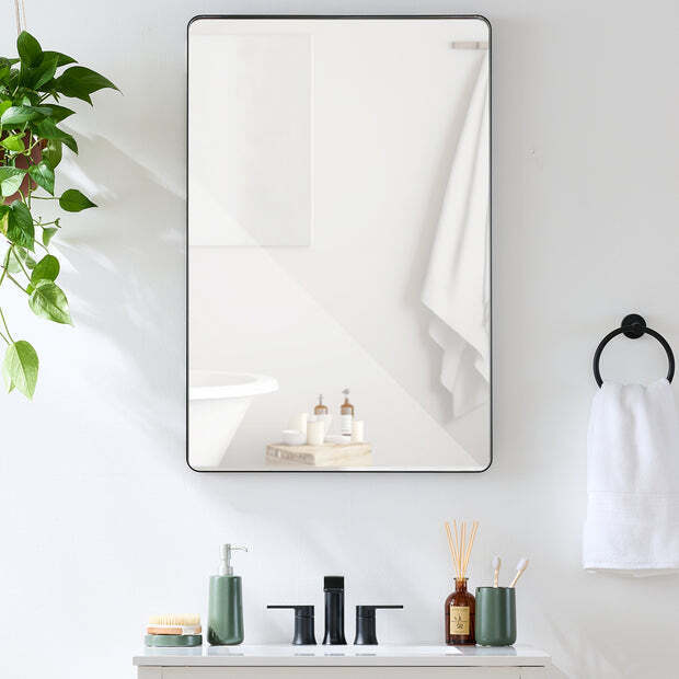 2-Way Rectangle Wall Mirror w/ Rounded Corners, Anti-Blast Film - 24x36in - Image 1 - Lot 7201