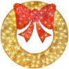 Pre-Lit Outdoor Christmas Wreath, LED Metal Holiday Decor w/ Bow - 60in - Thumbnail 1
