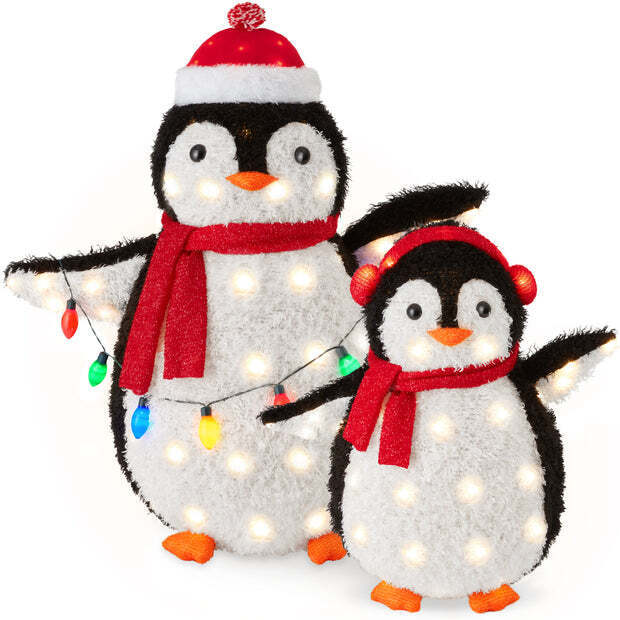 2pc Lighted Pop-Up Penguin Family Christmas Decoration w/ 150 Lights - 3ft - Image 1 - Lot 7236