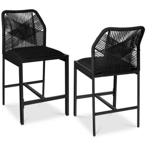 Set of 2 Indoor Outdoor Counter Height Bar Stools w/ All-Weather Rope - Lot 7243