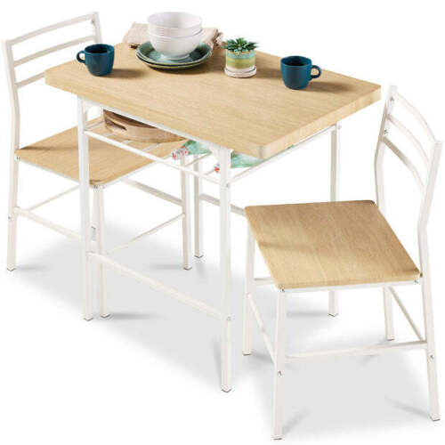 3-Piece Modern Square Dining Set w/ Storage Rack - Lot 7244