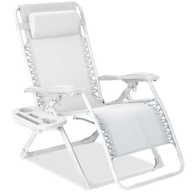 Monochromatic Zero Gravity Patio Chair Recliner w/ Side Tray, Headrest - Image 1 - Lot 7246