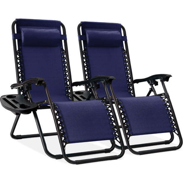 Set of 2 Adjustable Zero Gravity Patio Chair Recliners w/ Cup Holders - Image 1 - Lot 7247