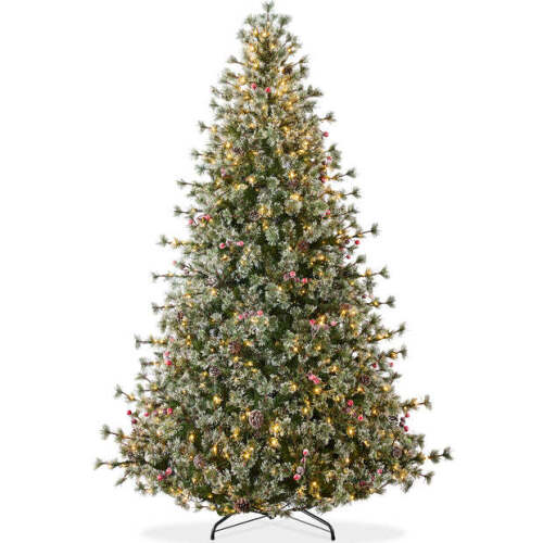 Pre-Lit Premium Semi-Flocked Cashmere Christmas Tree 9ft - Lot 7287