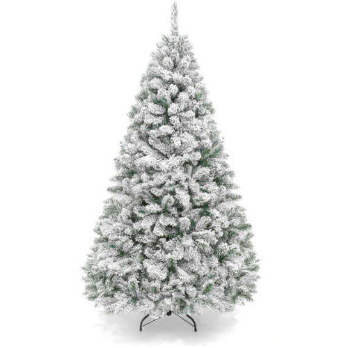 Snow Flocked Artificial Pine Christmas Tree w/ Foldable Metal Base - Lot 7291