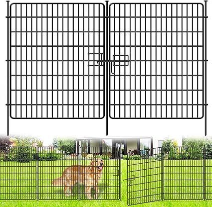 10 Panels No Dig Fence with Gate, 32 in(H) X 24 ft(L) Garden Decorative Fence Animal Barrier for Dogs, Rustproof Metal Garden Edging Border for Outdoor, Yard, Patio, Black - Image 1 - Lot 10003