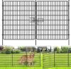 10 Panels No Dig Fence with Gate, 32 in(H) X 24 ft(L) Garden Decorative Fence Animal Barrier for Dogs, Rustproof Metal Garden Edging Border for Outdoor, Yard, Patio, Black - Thumbnail 1