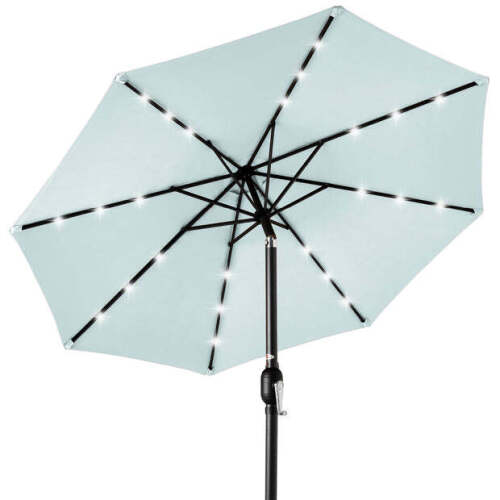 Solar LED Lighted Patio Umbrella w/ Tilt Adjustment, UV-Resistant - 10ft - Lot 10009