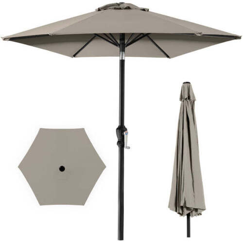 Outdoor Steel Market Patio Umbrella Decoration w/ Tilt, Crank Lift - 10ft - Lot 10016