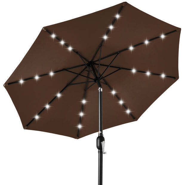 Solar LED Lighted Patio Umbrella w/ Tilt Adjustment, UV-Resistant - 10ft - Image 1 - Lot 10025