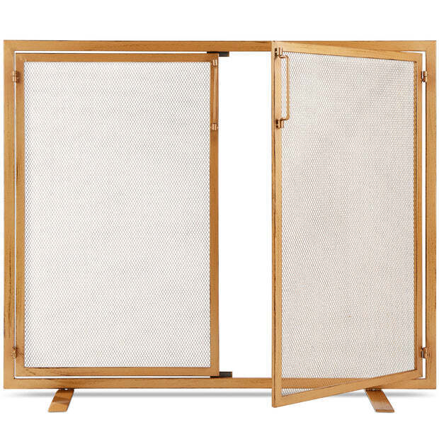 2-Door Wrought Iron Fireplace Screen w/ Magnetic Doors - 38.5x41in - Image 1 - Lot 10027