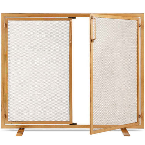 2-Door Wrought Iron Fireplace Screen w/ Magnetic Doors - 38.5x41in - Lot 10027