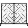 2-Panel Wrought Iron Geometric Fireplace Screen w/ Magnetic Doors - 44x33in - Thumbnail 1