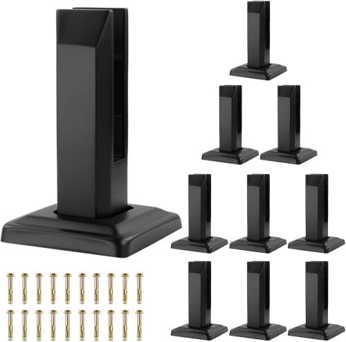 0 PCS Square Glass Railing Spigots, 304 Stainless Steel Glass Fence Clip, Glass Balustrade, Glass Clamp Kit for Balcony Deck Pool, Stairs Indoor and Outdoor (Black) - Lot 10038