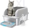 Enclosed Stainless Steel Cat Litter Box with Lid Extra Large Litter Box for Big Cats XL Metal Litter Pan Tray with High Wall Sides Enclosure, Non-Sticky, Anti-Leakage, Easy Cleaning - Thumbnail 1