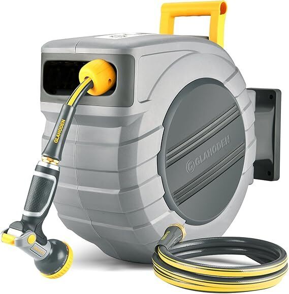 Retractable Garden Hose Reel 1/2 in x 115 ft, 2025 Upgraded Dual Ratchet Lock UV & Freeze Protection Brass Seal Slow Retraction Anti-Tangle Hose - Image 1 - Lot 7159