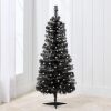 4ft Pre-lit Christmas Tree, Artificial Mini Tree Perfect for Kids, Apartments, Bedroom with Twinkling LED Lights - Black Tinsel - Thumbnail 1