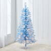 4ft Prelit Colored Christmas Tree, Artificial Tree Holiday Decor w/ LED Lights - Baby Blue Tinsel - Thumbnail 1