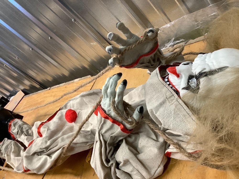 Haunted Hill Farm Scary Swinging Talking Clown Animatronic with Touch Activated Lights and Sounds, Battery Operated Indoor or Covered Outdoor Decoration, Creepy Halloween Prop - Image 2 - Lot 7325