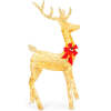 5ft 3D Pre-Lit Gold Glitter Christmas Reindeer Yard Decoration w/ 150 Lights - Thumbnail 1