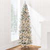 Pre-Lit Snow Flocked Artificial Pencil Christmas Tree - Thumbnail 1