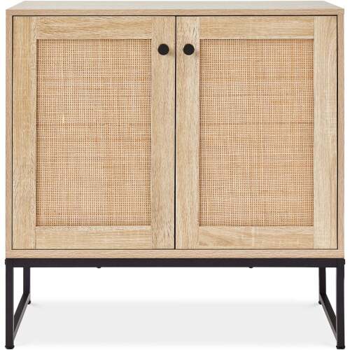 2-Door Rattan Storage Cabinet Accent Furniture for Living Room w/ Foot Pads - Lot 7350