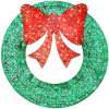 Pre-Lit Outdoor Christmas Wreath, LED Metal Holiday Decor w/ Bow - 48in - Thumbnail 1