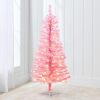 4ft Pre-lit Christmas Tree, Artificial Mini Tree Perfect for Kids, Apartments, Bedroom with Twinkling LED Lights - Pink Tinsel - Thumbnail 1