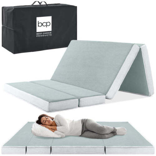 Folding Portable Seafoam Mattress Topper w/ Plush Foam - 4in - full - Lot 10062