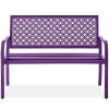 Indoor Outdoor Steel Bench w/ Geometric Backrest, Foot Levelers - Thumbnail 1